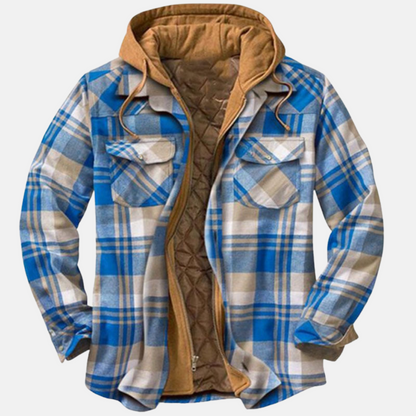 Herren Karierte Steppjacke Warm Knöpfe Erich