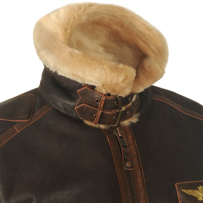 Maverick Herren Pilotenjacke Warm Leder