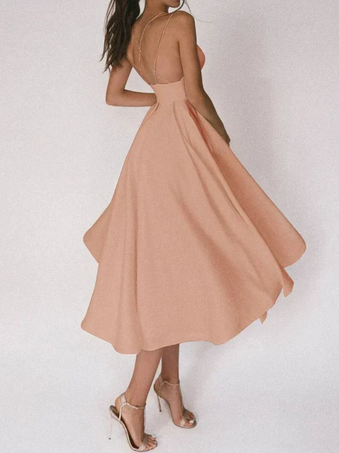 Elegantes Damenkleid V-Ausschnitt Träger