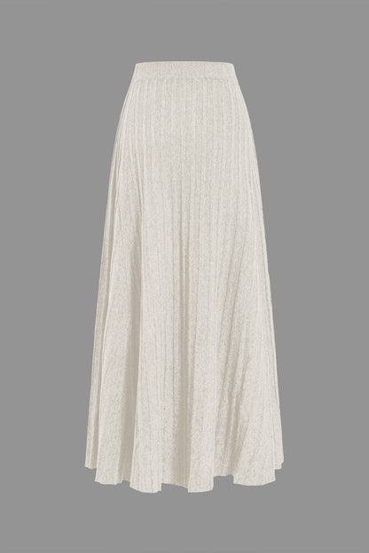 Damen Midirock Plissee Elastischer Bund