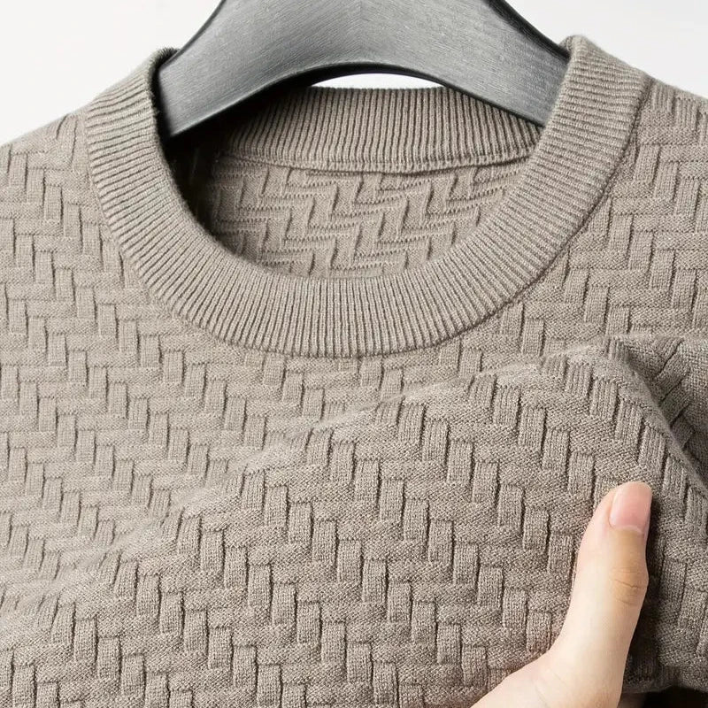 Damen Pullover Rundhals Strukturmuster