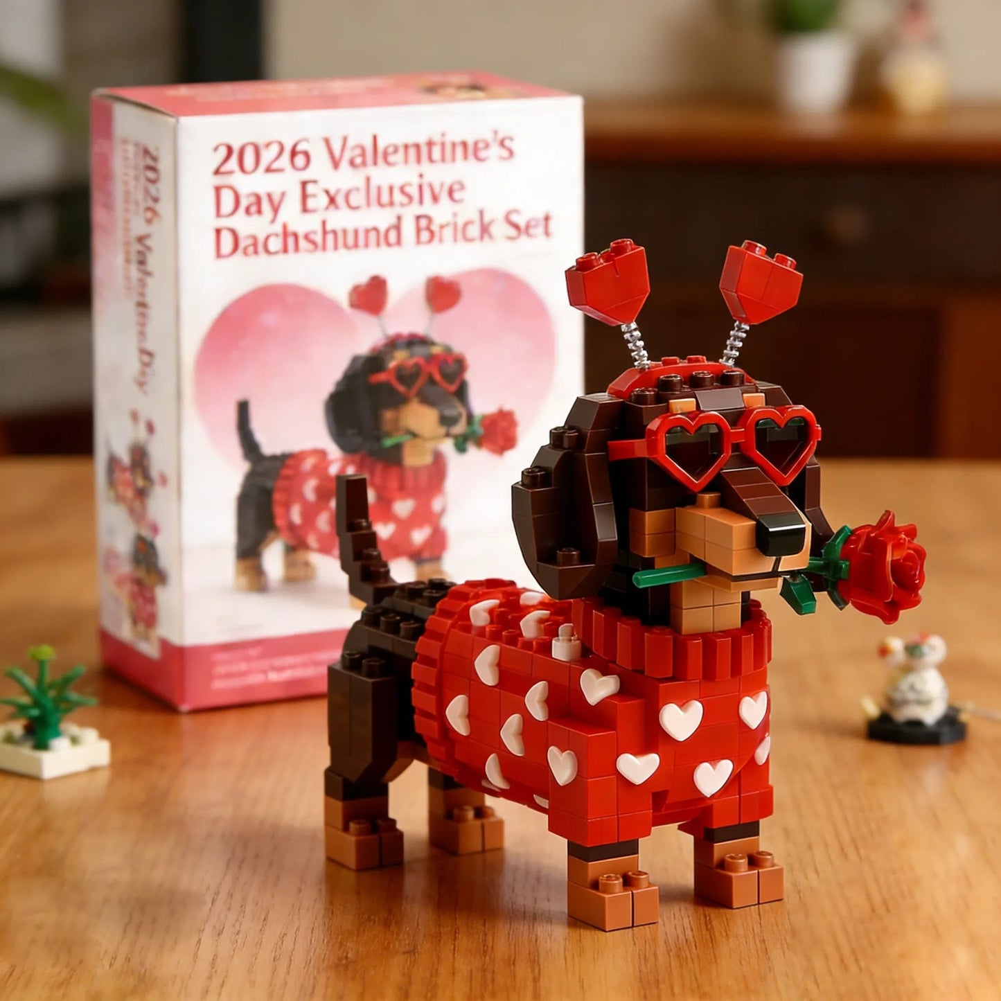 Dackel Baustein Set Herzdesign Bausatz Valentinstag