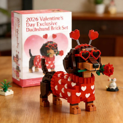 Dackel Baustein Set Herzdesign Bausatz Valentinstag