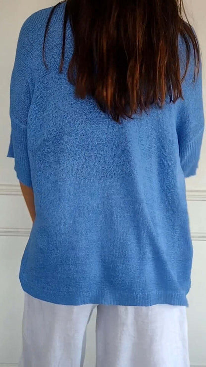 Norvielle Damen Pullover V-Ausschnitt Gestrickt