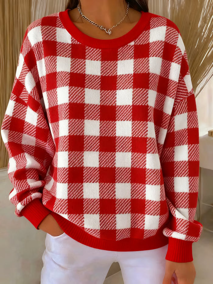 Tess Damen Strickpullover Karomuster - Norvielle