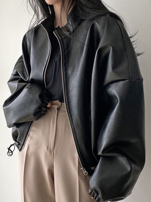 Norvielle Damen Jacke Schwarz Kordelzug Kragen - Norvielle