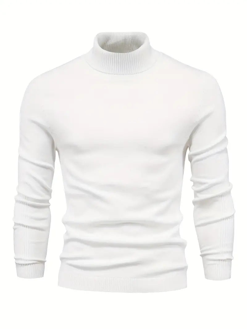 Herren Rollkragenpullover Slim Fit Langarm Strick