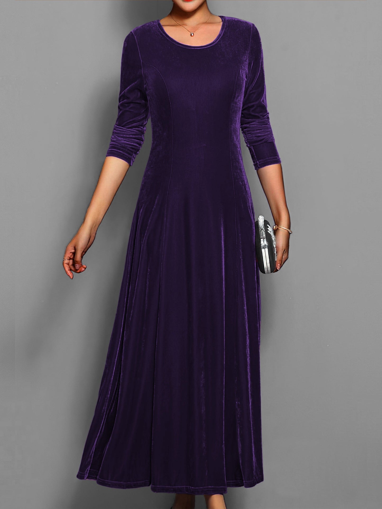 Damen Slim-Fit-Kleid Lang Voller Länge