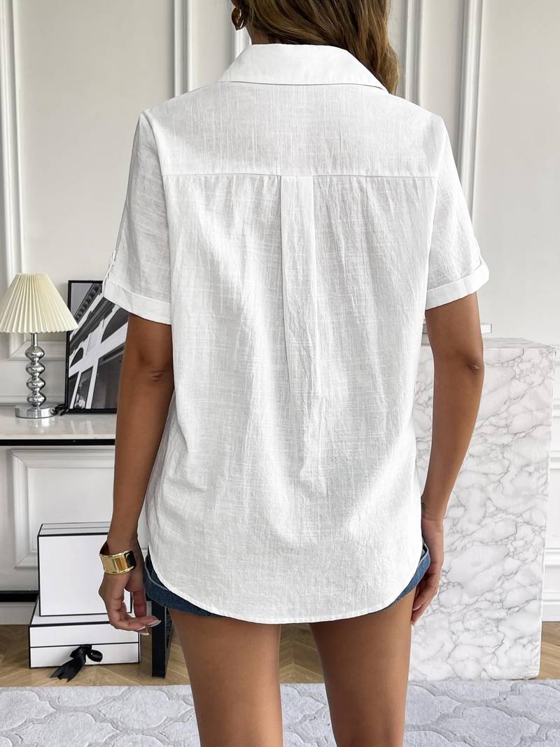 Damen Kurzarmbluse Leicht Sommerbluse