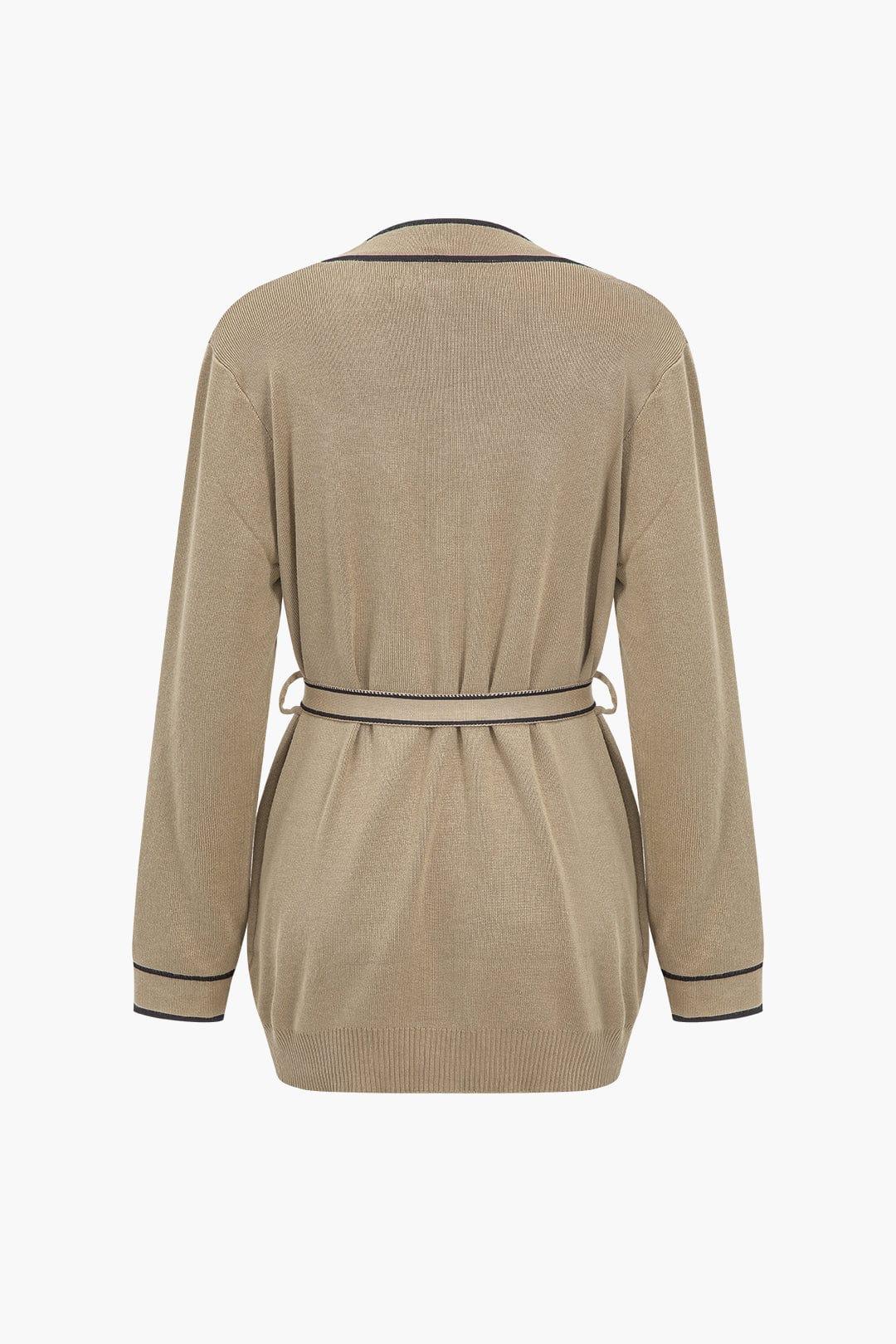 Damen Strick-Set Gürtel-Cardigan Weitbein-Hose Elegantes Ensemble