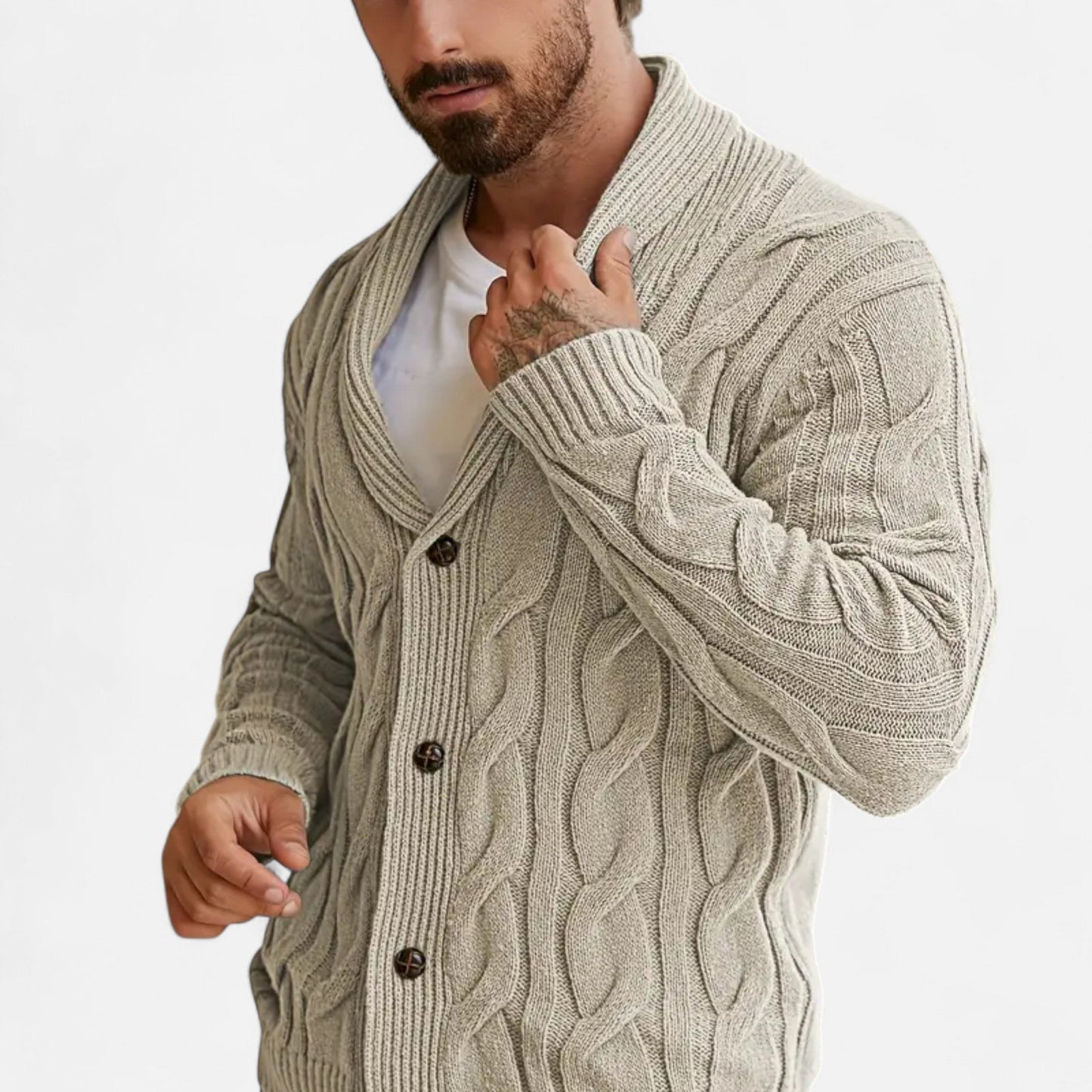 Herren Strickcardigan Klassisch mit Knöpfen Braun - Norvielle