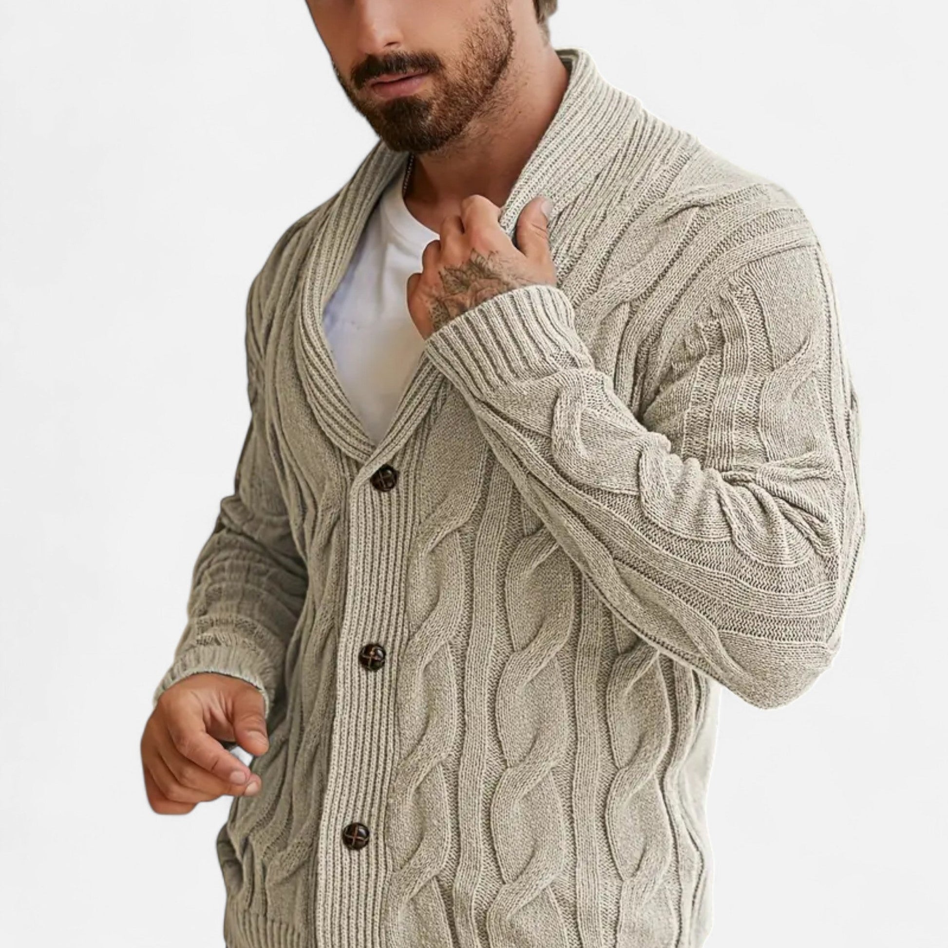 Herren Strickcardigan Klassisch mit Knöpfen Braun - Norvielle