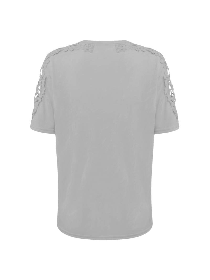 Norvielle Damen T-Shirt Rundhals Unifarben Baumwolle