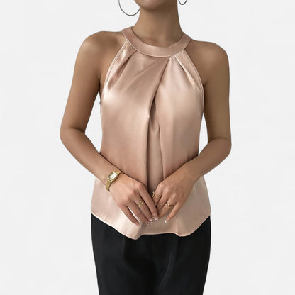 Damen Satin Neckholder Stilvoll Rosa