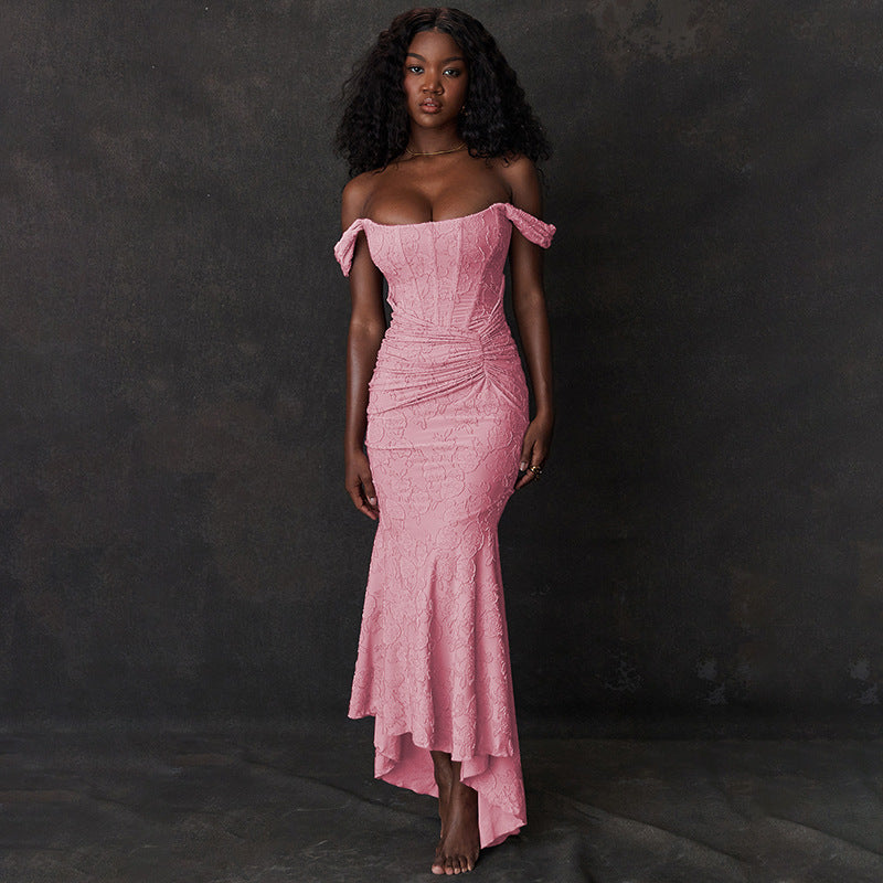 Spitzen-Abendkleid Schulterfrei Figurbetonter Schnitt - Norvielle