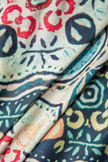 Damen Zweiteiler-Set Boho-Print Fransen