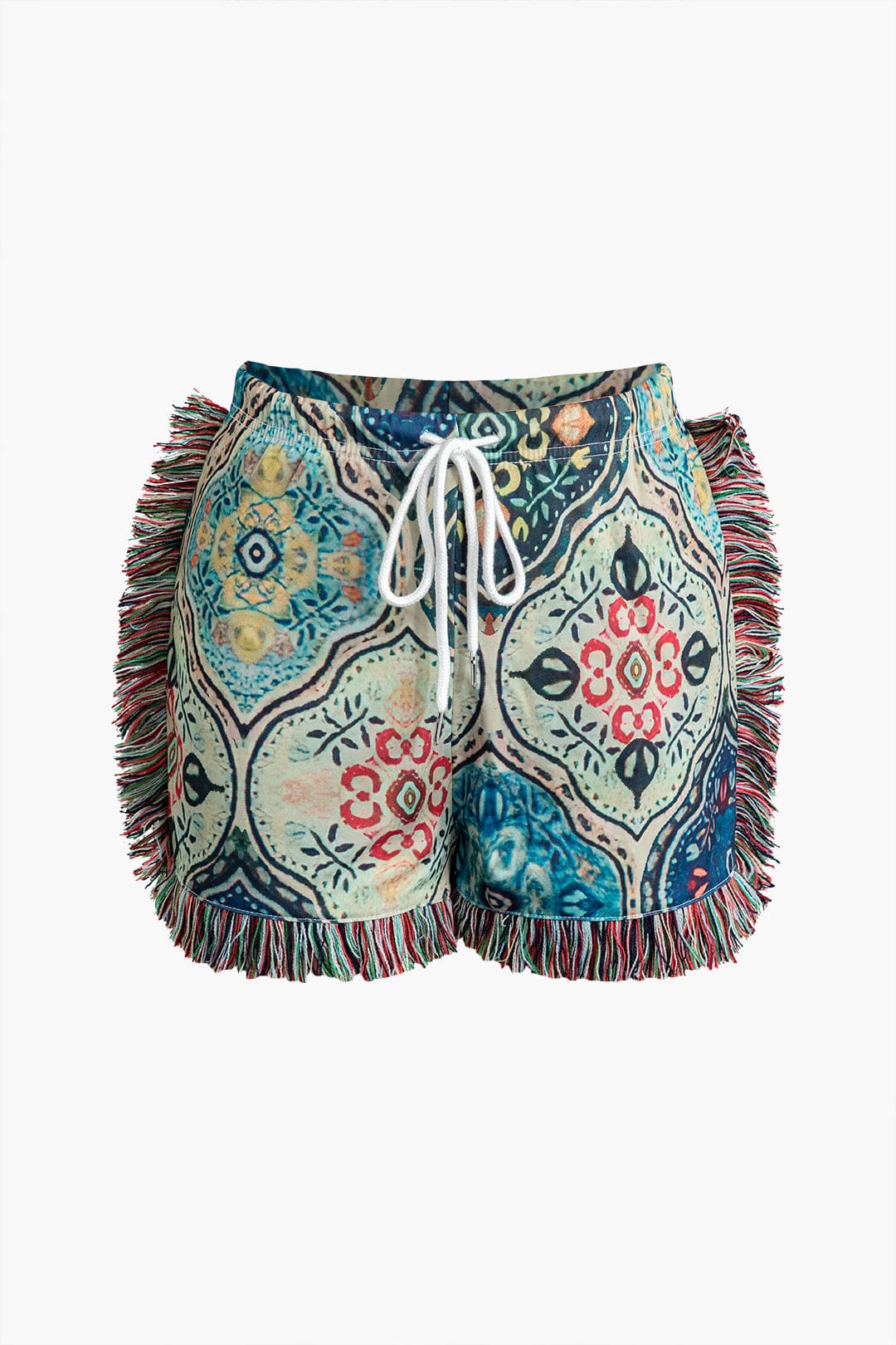 Damen Zweiteiler-Set Boho-Print Fransen