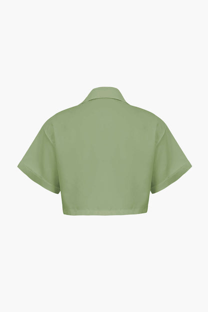 Damen Kurzarm Crop mit Kragen