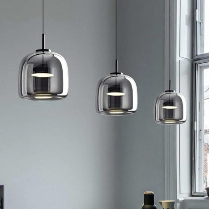 Glas-Hängelampe Rauchgrau Elegant Wohnen