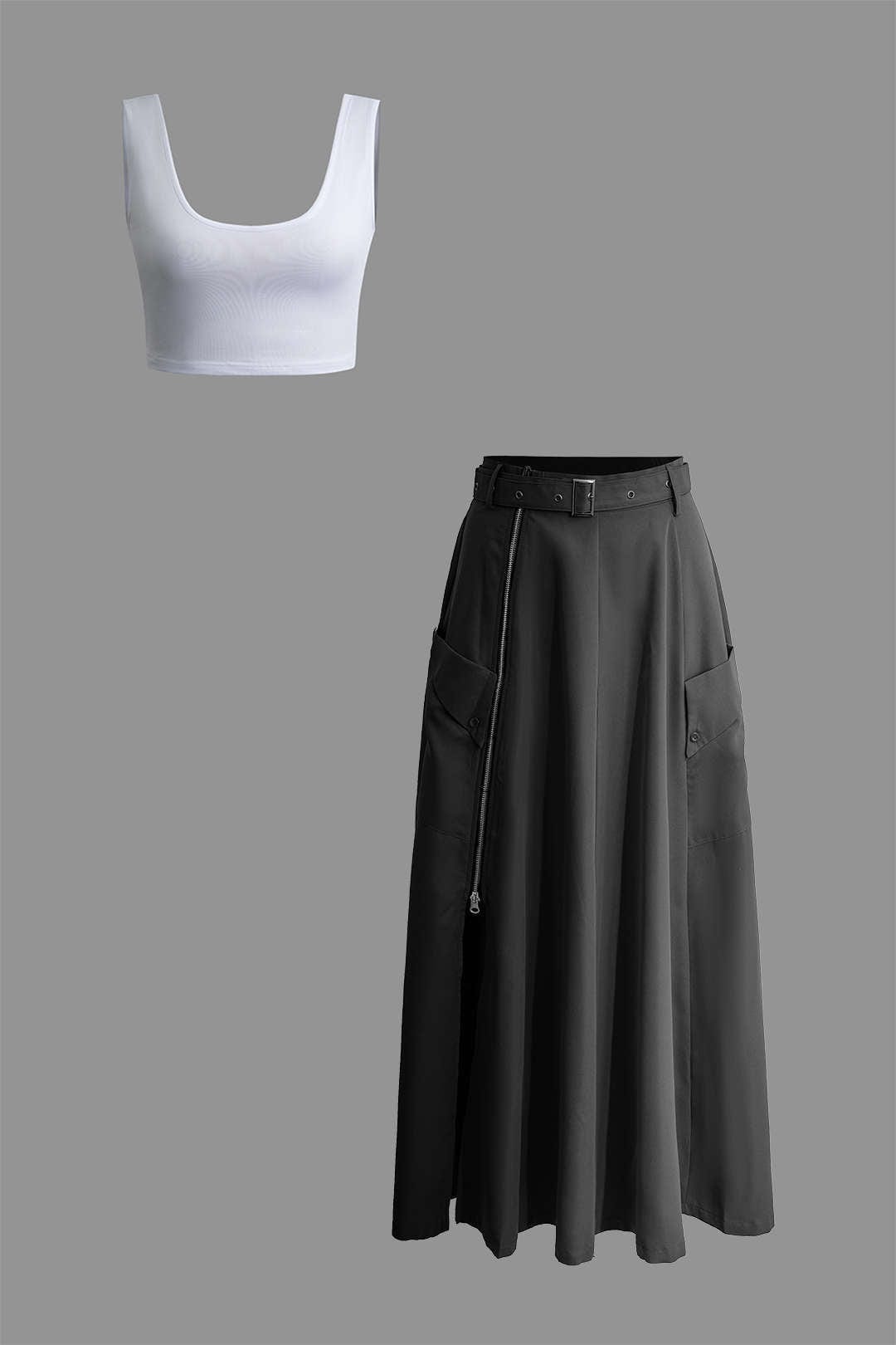 Damen Zweiteiler-Set Crop- Maxirock