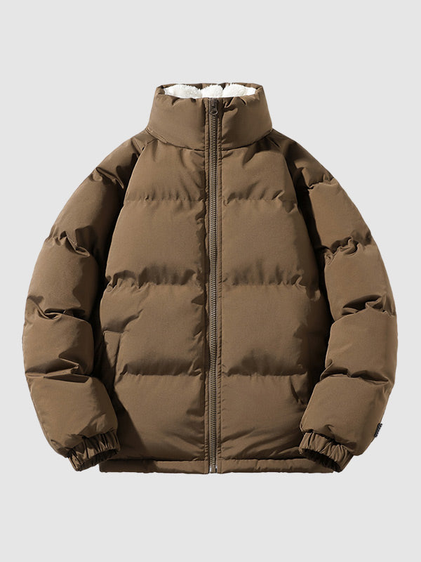 Herren Fleece-Pufferjacke Mit Kapuze Warm