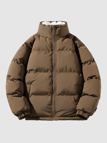 Herren Fleece-Pufferjacke Mit Kapuze Warm