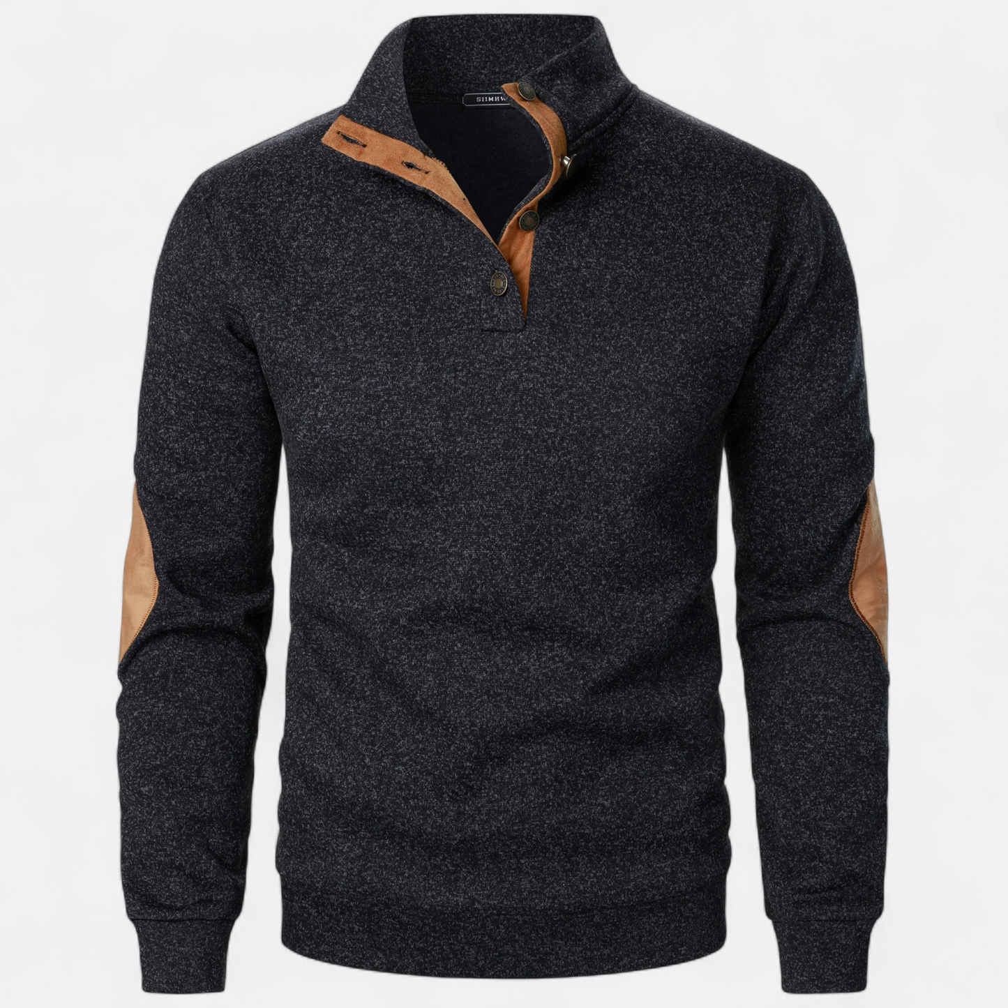 Levi Herren Strickpullover Stehkragen Patchwork