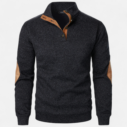 Levi Herren Strickpullover Stehkragen Patchwork