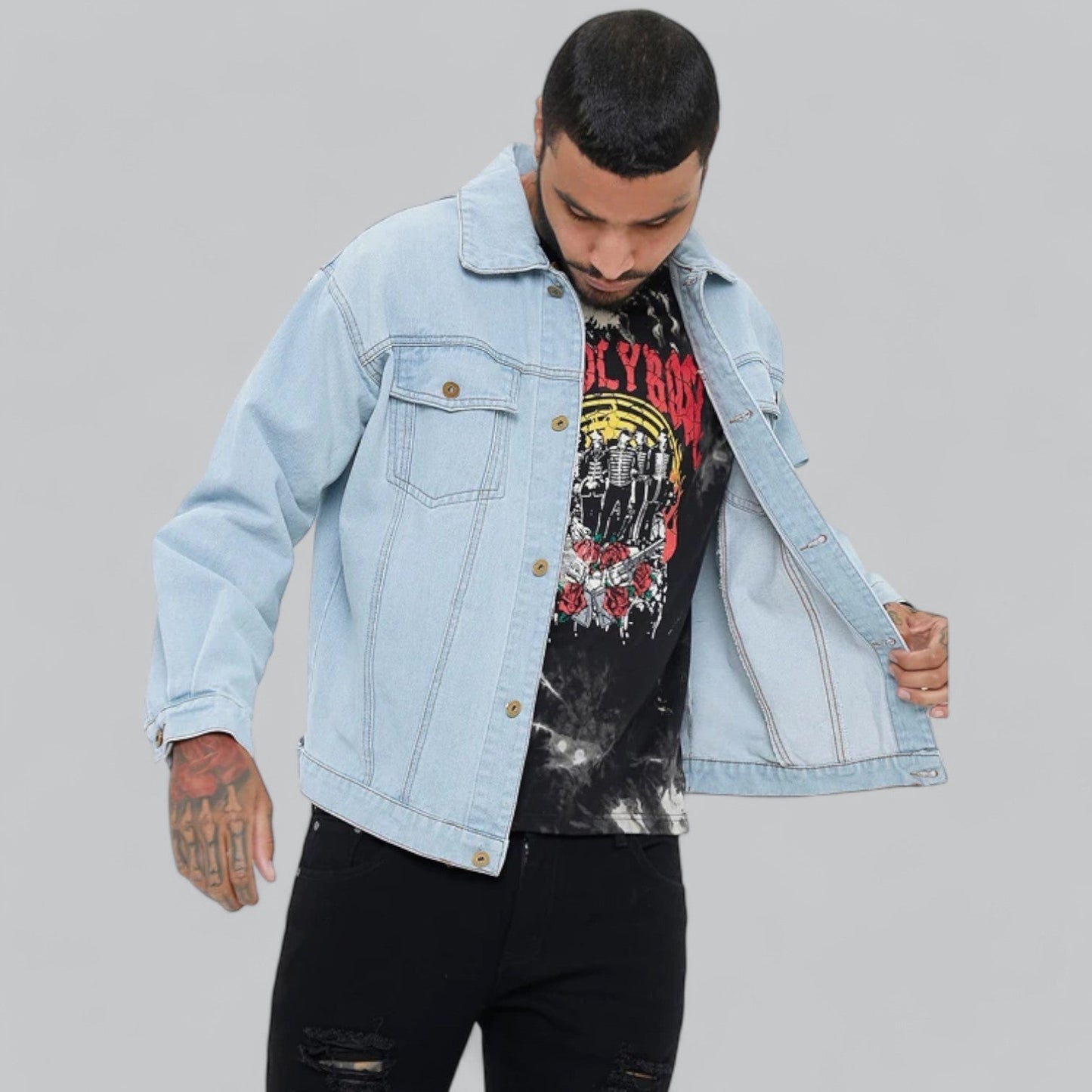 Norvielle Herren Jeansjacke Bequem Casual Blau - Norvielle