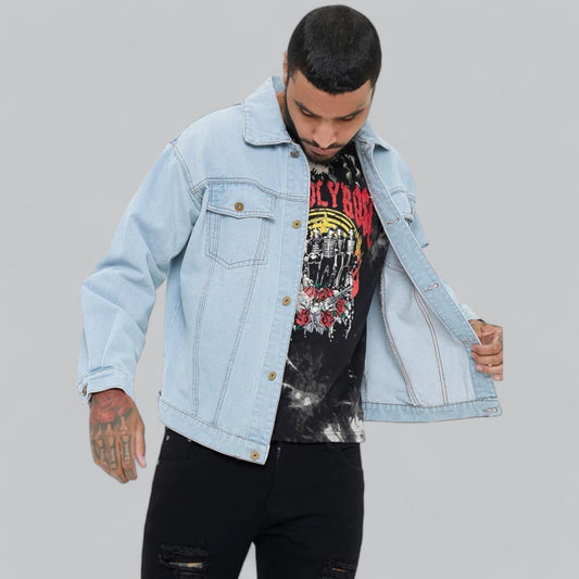 Norvielle Herren Jeansjacke Bequem Casual Blau - Norvielle