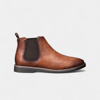 Herren Chelsea Boots Lederimitat Elastisch Schwarz - Norvielle