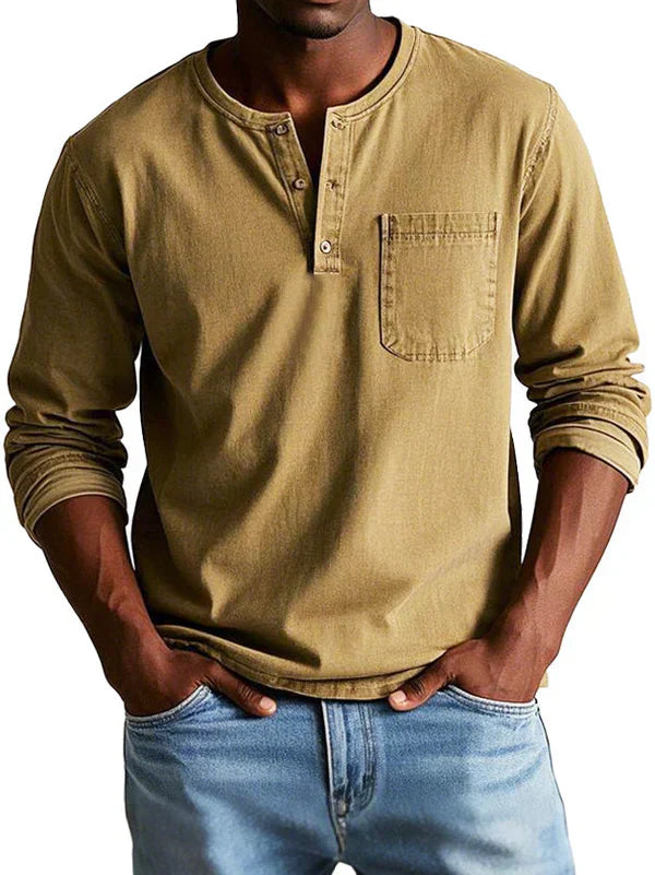Herren Langarm-Henleyshirt Lässig
