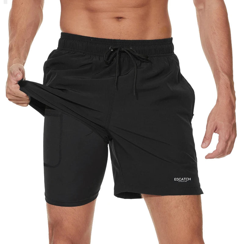 Herren Badeshorts 2-in-1 Zweilagig Mit Kordelzug - Norvielle