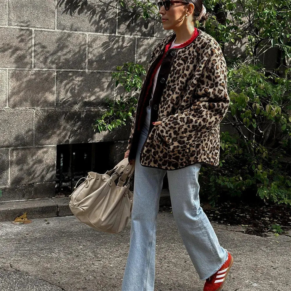 Damen Leopard Jacke - Norvielle