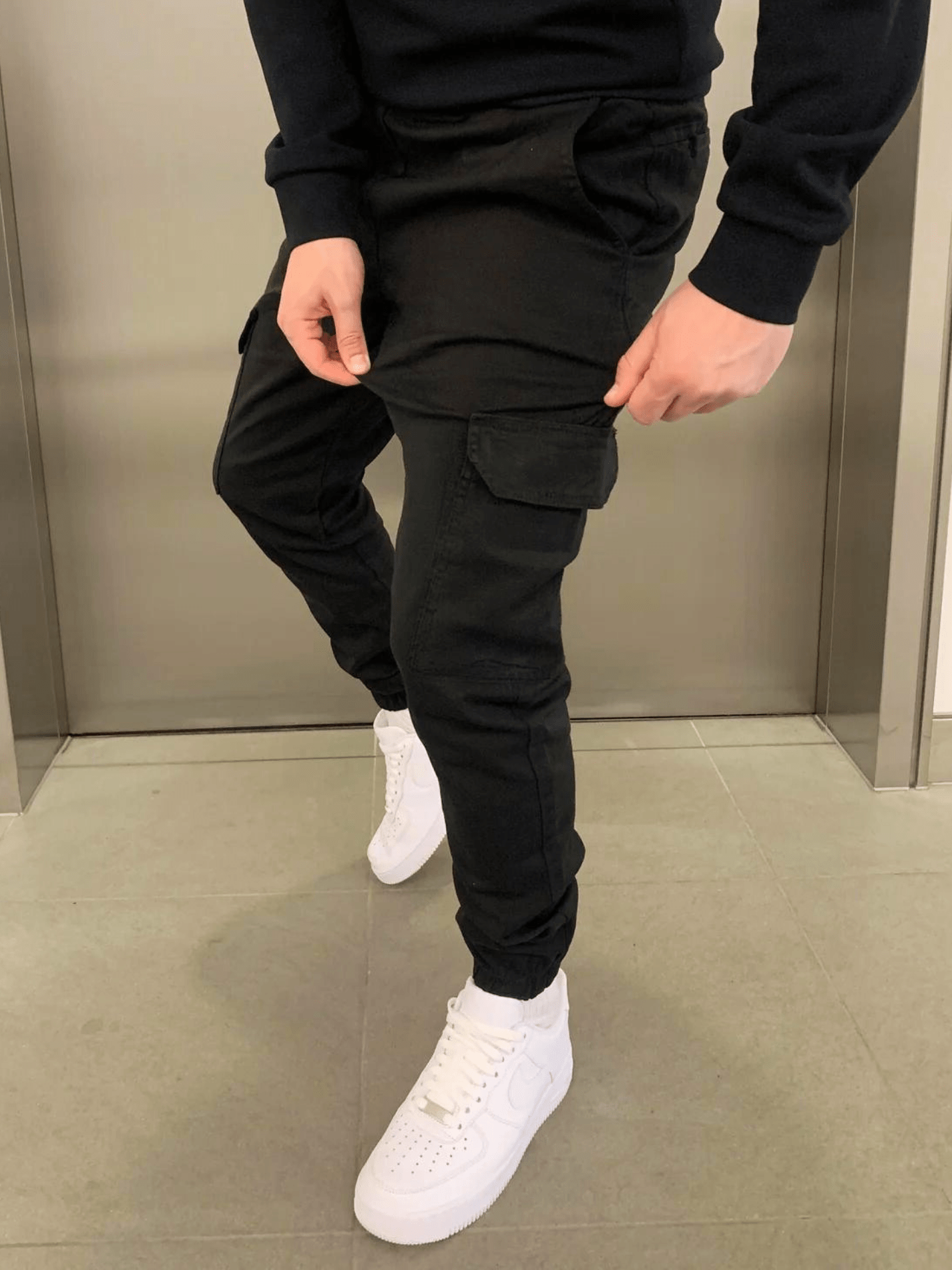 Herren Cargohose Jogger Stil Mit Bündchen