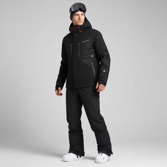 Herren Ski-Set Funktionale Jacke Hose Waterproof Schwarz - Norvielle