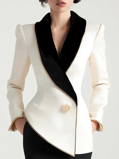 Damen Asymmetrischer Blazer Elegantes Design Schwarz - Norvielle