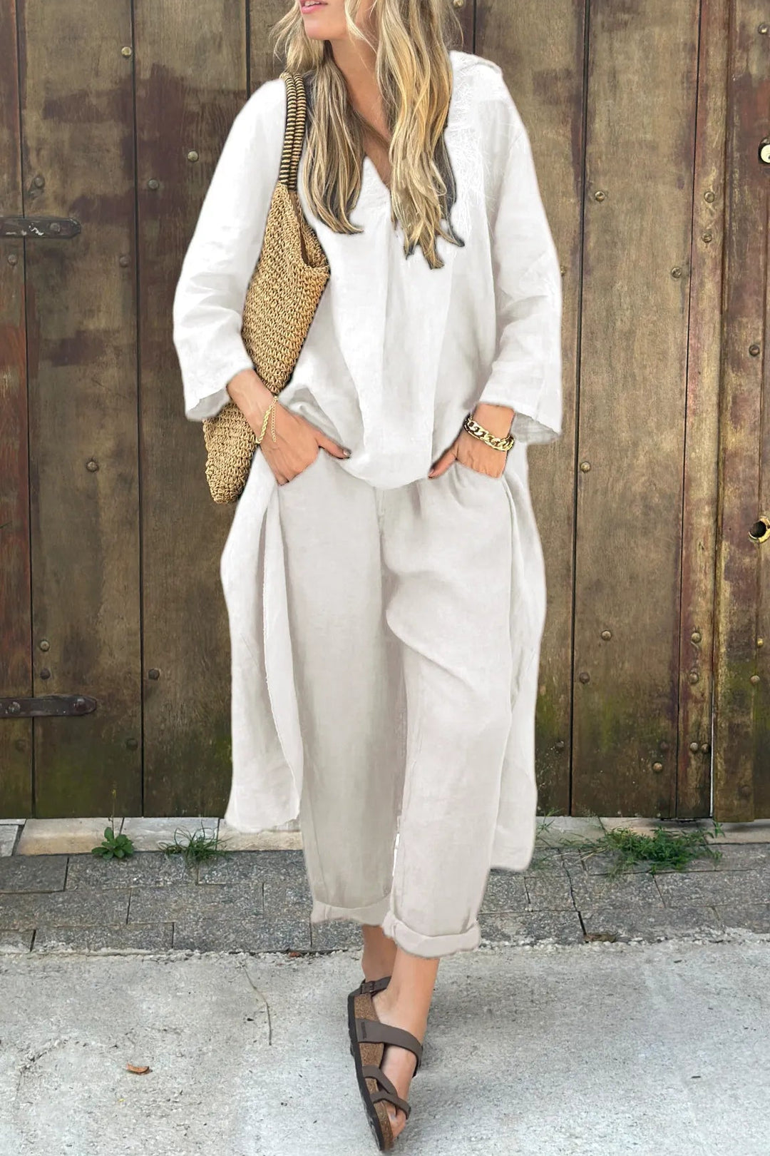 Damen 2-teiliges Strick-Loungewear-Set