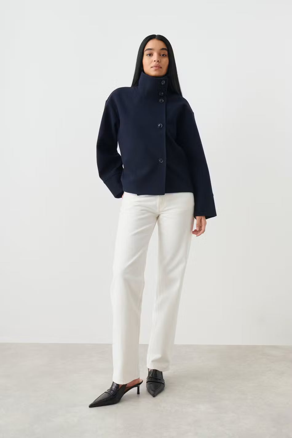 Damen Kurzjacke Stehkragen Elegant