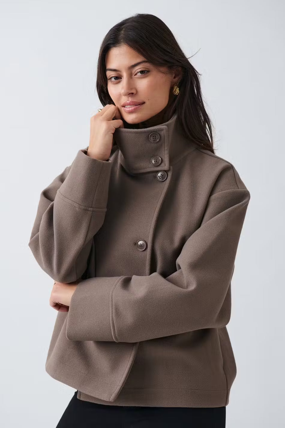 Damen Kurzjacke Stehkragen Elegant