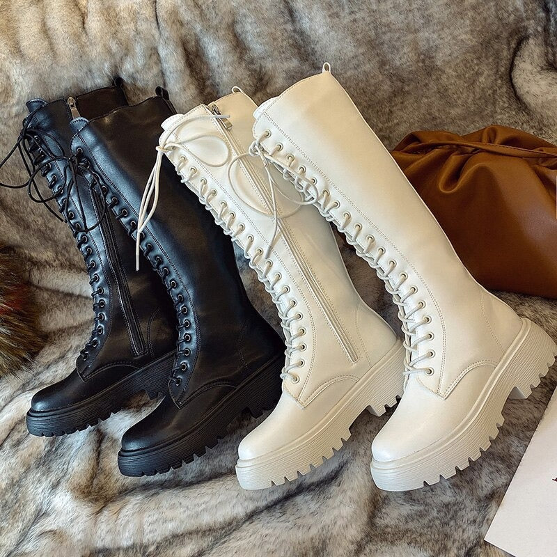 Damen Kniehohe Stiefel Mit Absatz Lässig