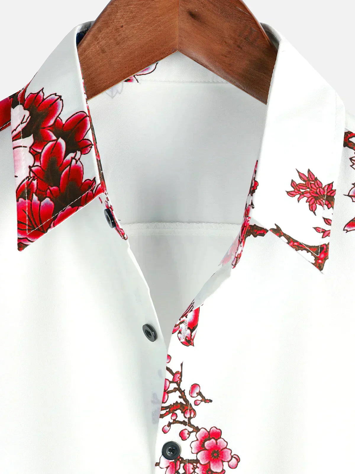 Jackson Herren Sommerhemd Kurzärmelig Weiß Floral