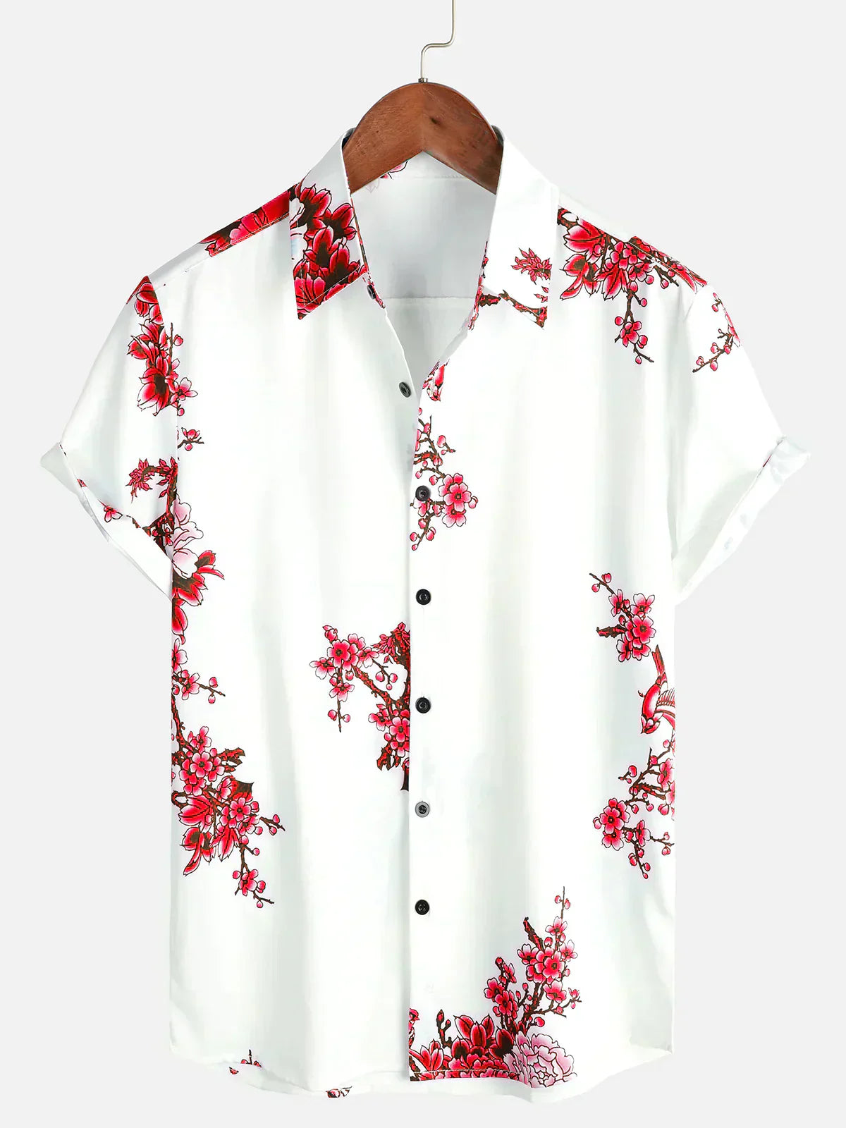 Jackson Herren Sommerhemd Kurzärmelig Weiß Floral