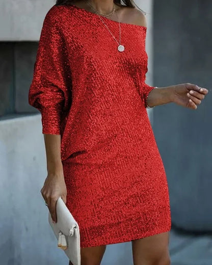 Norvielle Damen Paillettenkleid Mit Kontrast