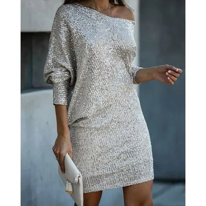 Norvielle Damen Paillettenkleid Mit Kontrast