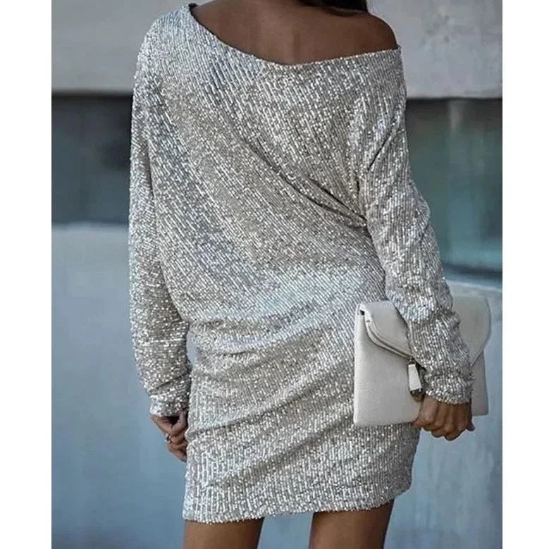 Norvielle Damen Paillettenkleid Mit Kontrast