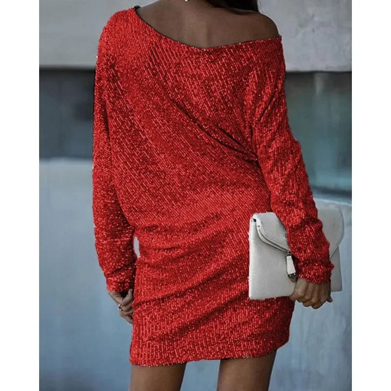 Norvielle Damen Paillettenkleid Mit Kontrast
