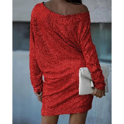 Norvielle Damen Paillettenkleid Mit Kontrast
