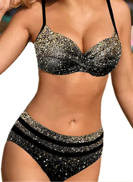 Norvielle Damen Zweiteiliger Bikini mit Musterdruck
