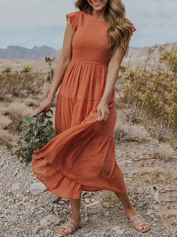 Norvielle Damen Midi-Kleid Kurzärmelig - Norvielle